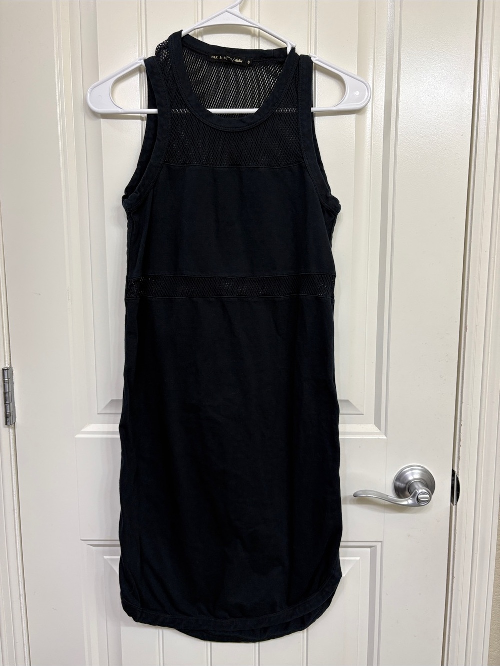rag & bone Black Sleeveless Mesh-Panel Midi Dress
